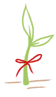 Dibujo de un pequeño árbol con un lazo rojo.